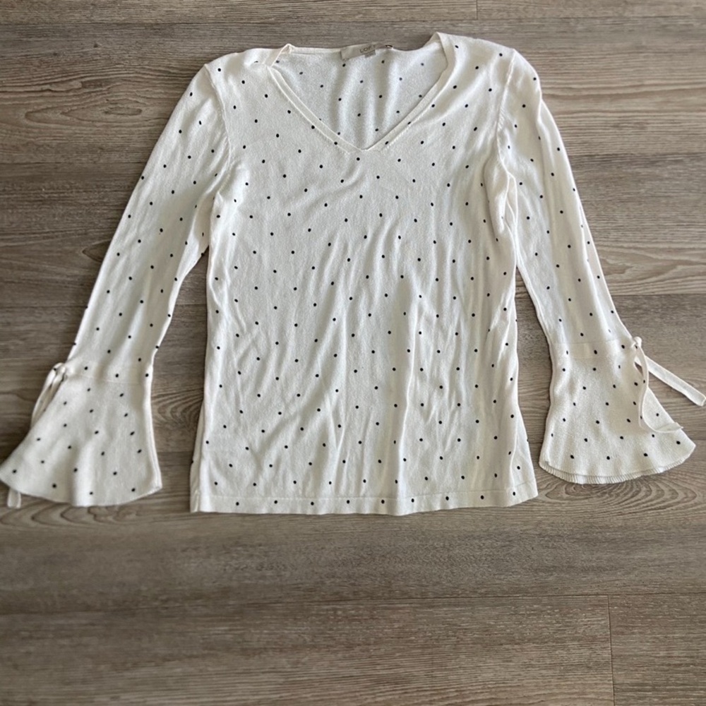 LOFT lightweight cotton sweater - polka dot